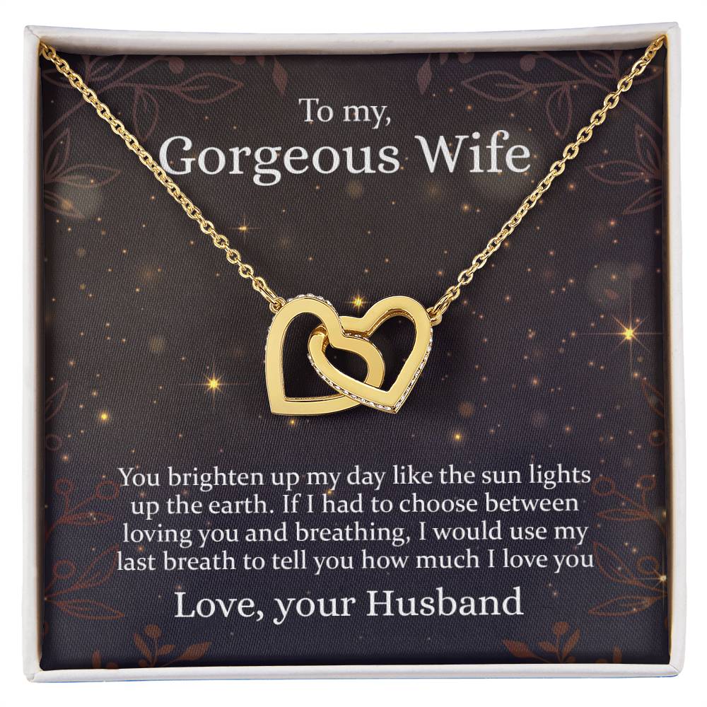 To My Gorgeous Wife - Interlocking Hearts Necklace