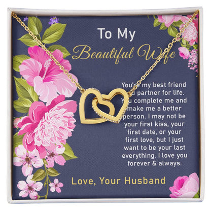 To My Beautiful Wife Interlocking Hearts Necklace