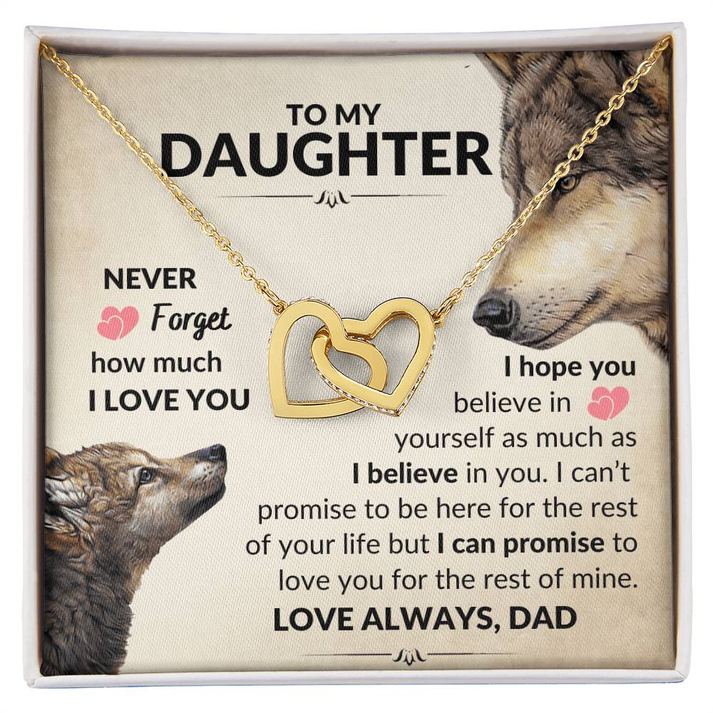 To My Daughter - Never Forget - Necklace Interlocking Hearts Necklace