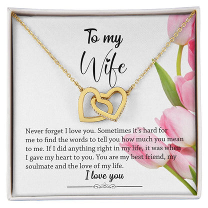 Interlocking Hearts - Pink Tulips Interlocking Hearts Necklace