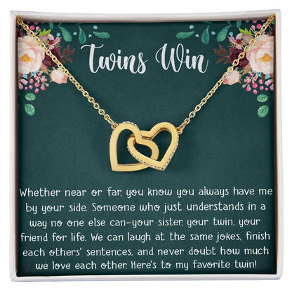 My Twin Interlocking Hearts Necklace - Perfect Gift For Your Twin Sister Twin Girl Show Your Twin Love With The Best Present