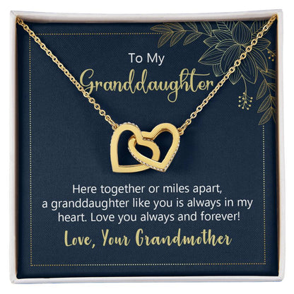 Interlocking Hearts Necklace To My Granddaughter Here Together Or Miles Apart
