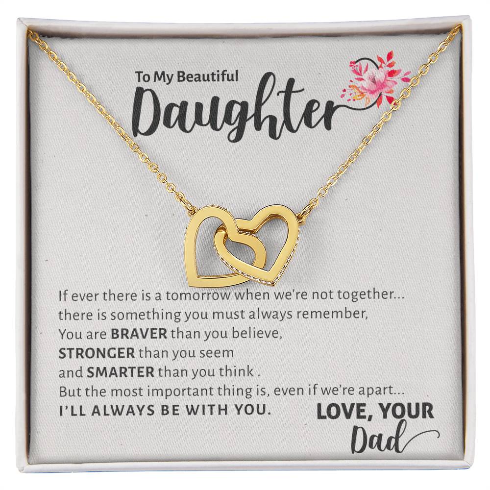 To My Beautiful Daughter - I'Ll Always Be With You Interlocking Hearts Necklace