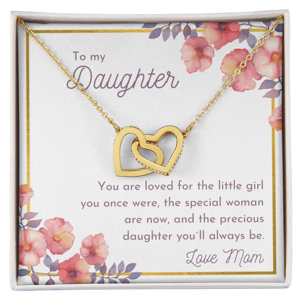 To My Daughter - You Are Loved Interlocking Hearts Necklace