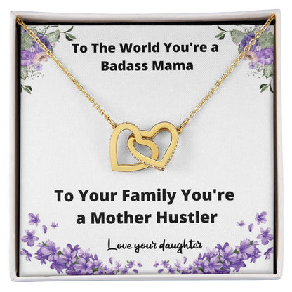 Necklace From Daughter Badass Mama Gift For Mother Gift Idea Best Mom Ever Interlocking Hearts Necklace