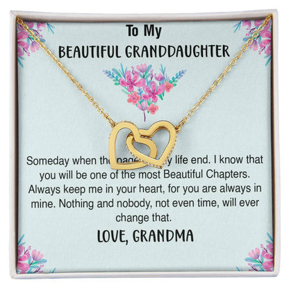 Two Hearts Necklace For Granddaughter Interlocking Hearts Necklace