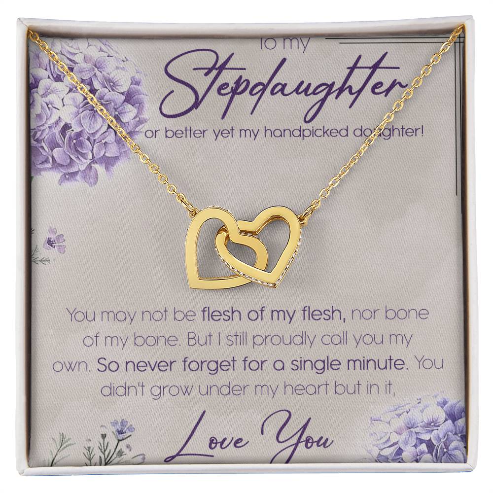 To My Stepdaughter Interlocking Hearts Necklace Message Card