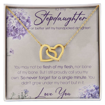 To My Stepdaughter Interlocking Hearts Necklace Message Card