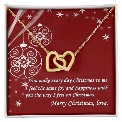 Merry Christmas Gift Interlocked Cubic Zirconia Stones Pendant For Love Interlocking Hearts Necklace