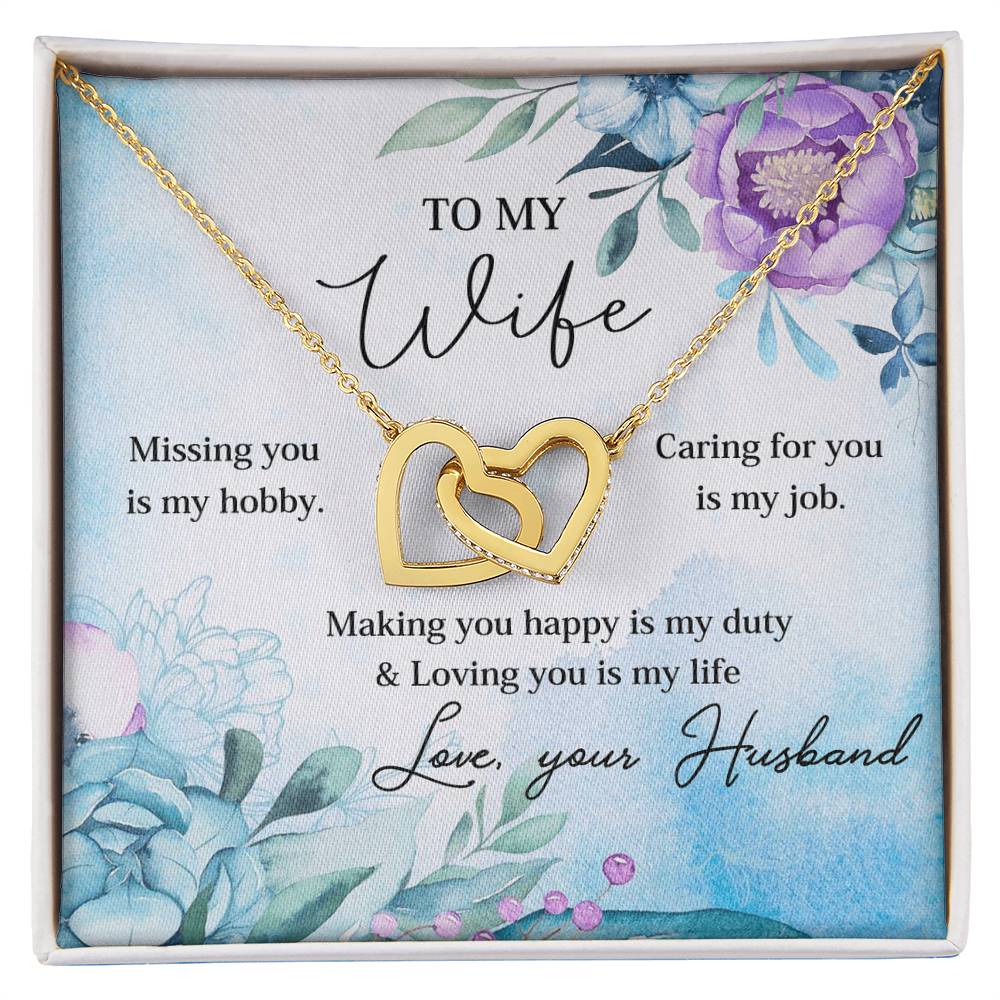 Making You Happy Is My Duty - Great Gift For Wife Interlocking Hearts Necklace