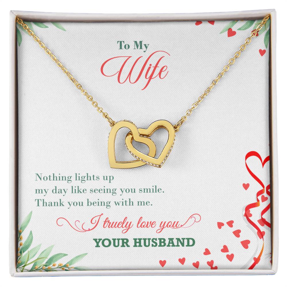 Love To My Wife - Interlocking Hearts Necklace With On Demand Message Card