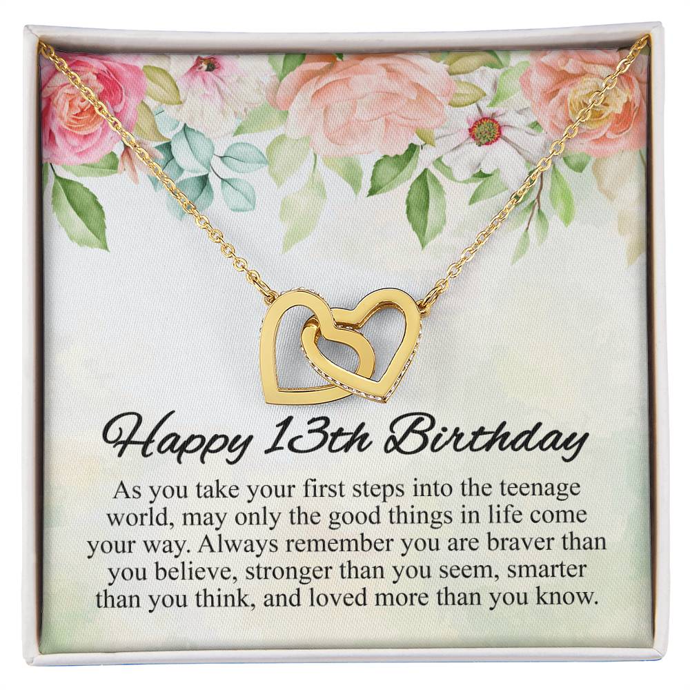 Happy 13Th Birthday Interlocking Hearts Necklace