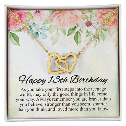 Happy 13Th Birthday Interlocking Hearts Necklace