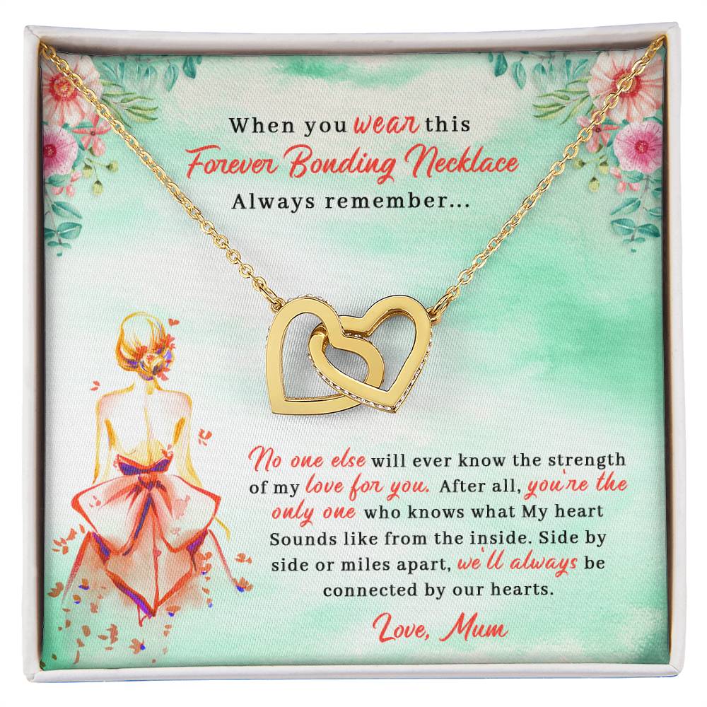 To My Daughter - Unique Heart Bonding Necklace Gift Set Interlocking Hearts Necklace