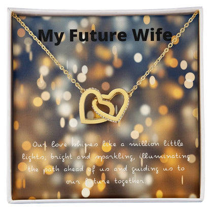 Entwined Hearts Necklace - My Future Wife - Our Love Shines Interlocking Hearts Necklace