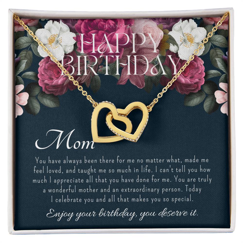 Mother'S Birthday Gift Necklace For Mom'S Birthday Elegant Gift For Mom From Daughter & Son Best Mom Gift Message Card Elegant Gift Interlocking Hearts Necklace