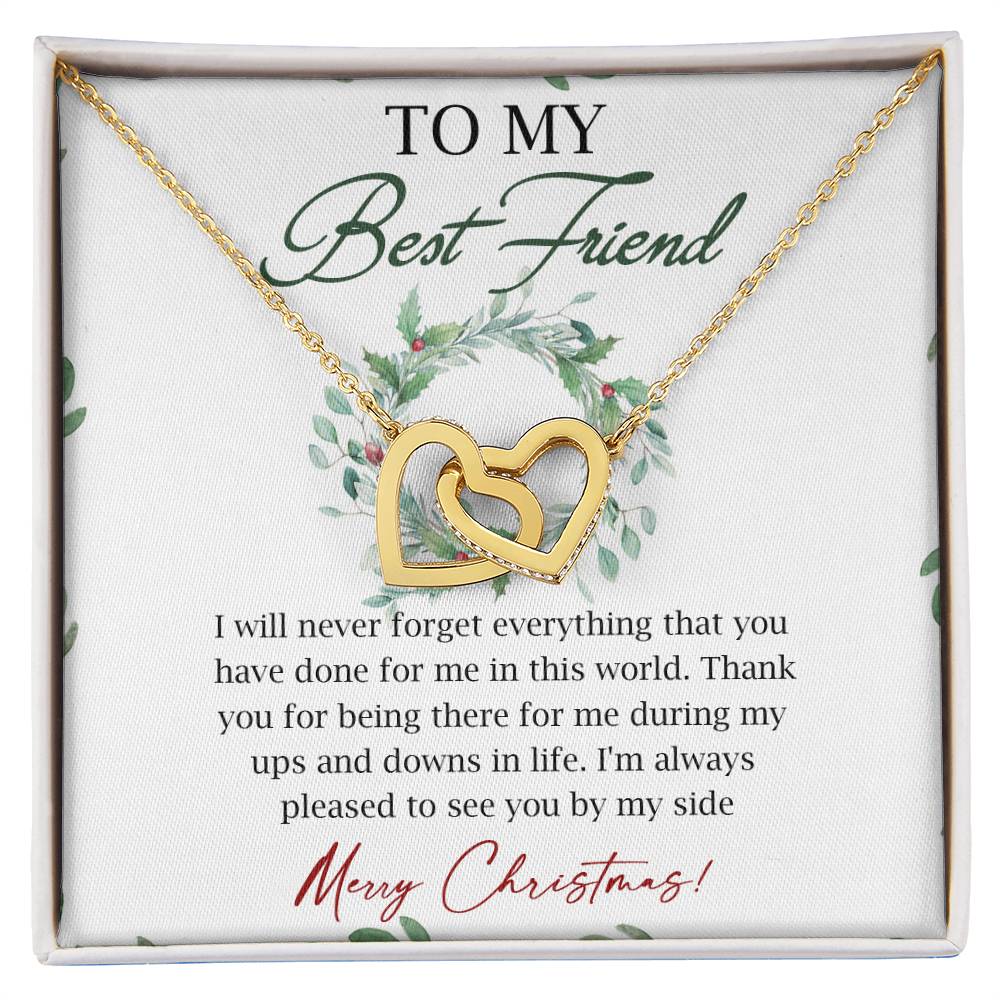 To My Best Friend Interlocking Hearts Necklace Message Card