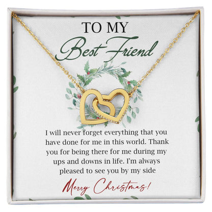 To My Best Friend Interlocking Hearts Necklace Message Card