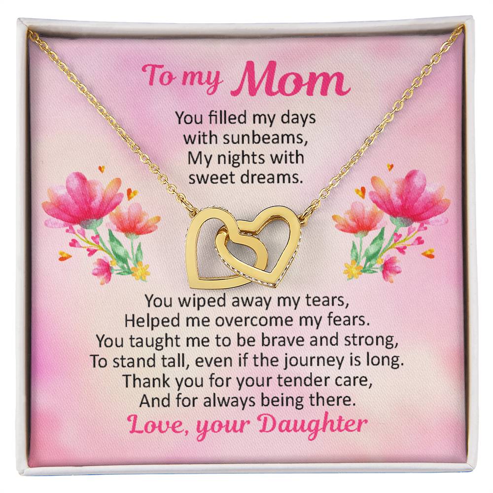 To My Mom - Sunbeams And Sweet Dreams - Necklace Interlocking Hearts Necklace