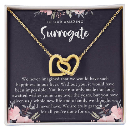 Surrogate Appreciation Gift Surrogate Gift Surrogate Gift With Message Card Surrogate Transfer Day Thank You Gift Interlocking Hearts Necklace