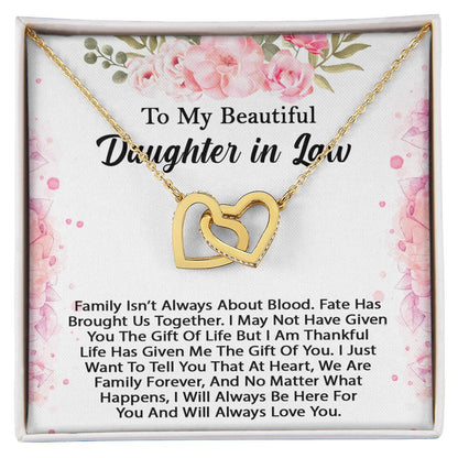 To My Beautiful Daughter In Law Hearts Necklace - Perfect Gift Interlocking Hearts Necklace