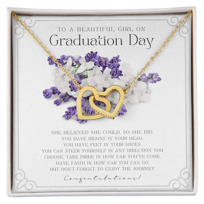 Graduation Gift Necklace For Daughter College Graduation Gift For Her High School Senior Graduation Mba Phd Master Class Of Interlocking Hearts Necklace