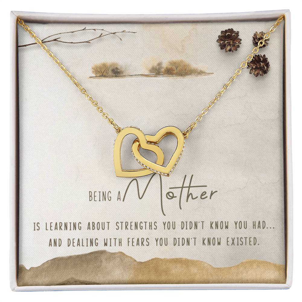 Being A Mother Interlocking Hearts Necklace Message Card