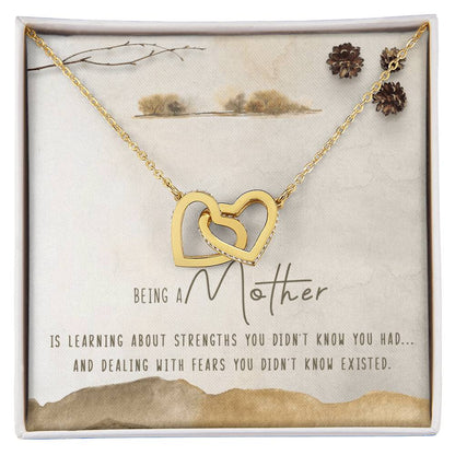 Being A Mother Interlocking Hearts Necklace Message Card