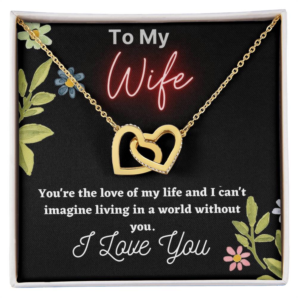 To My Wife Double Hearts Necklacegift For Wifei Love My Wife Love You Husband. Interlocking Hearts Necklace