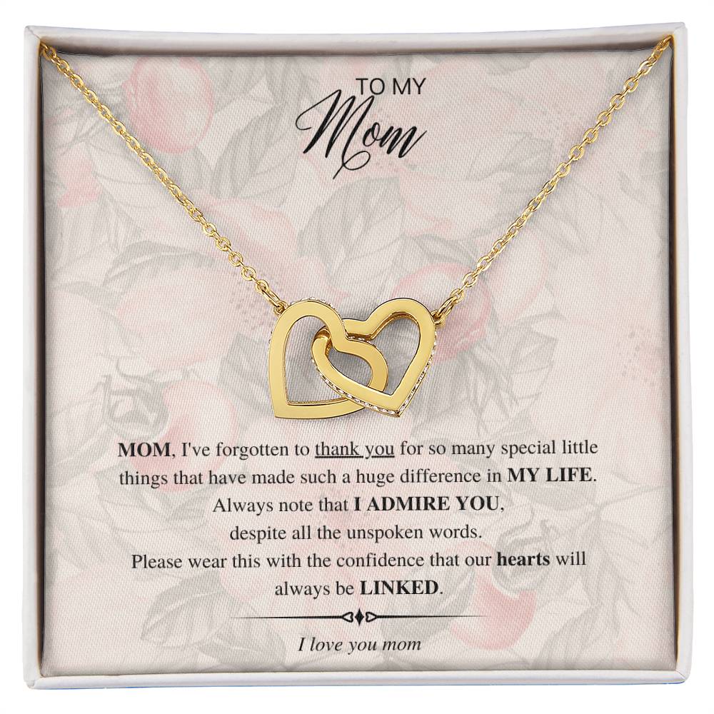 To My Mom - Linked Hearts Interlocking Hearts Necklace