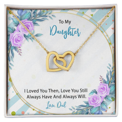 To My Daughter From Dad Interlocking Hearts Necklace