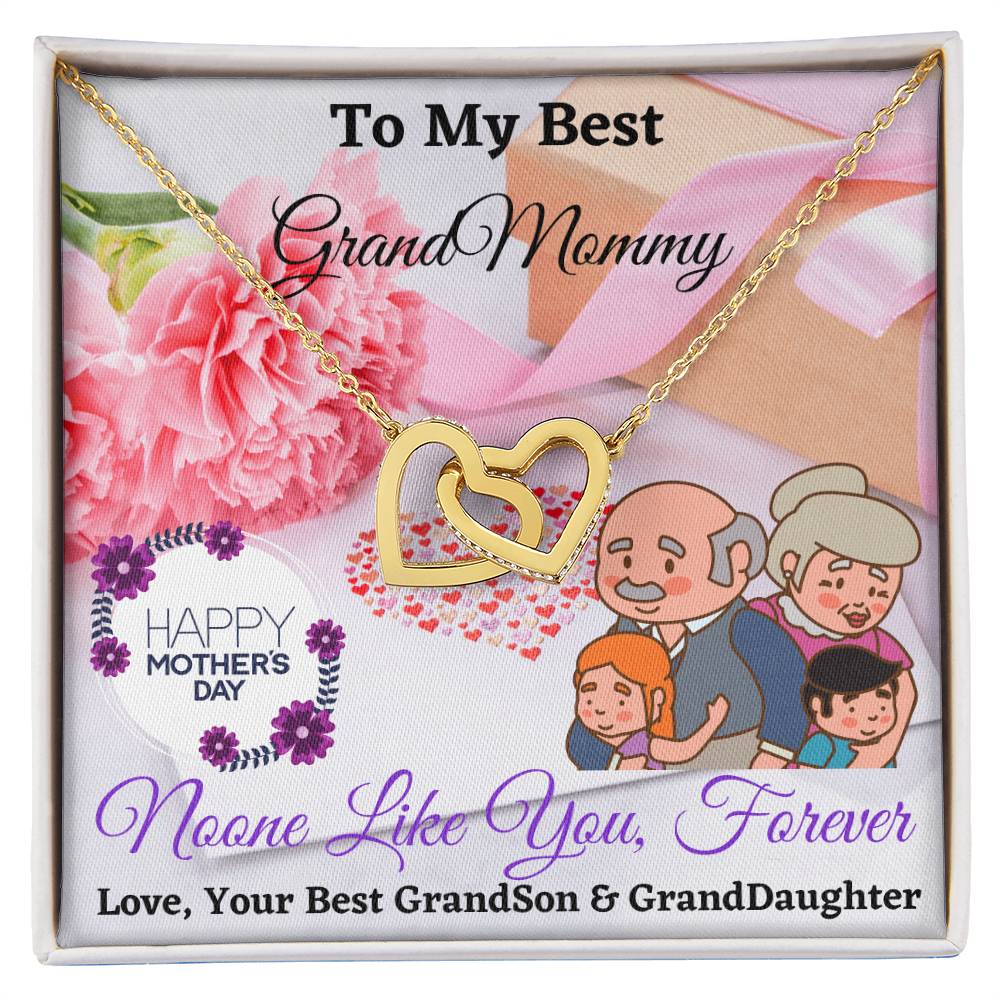 To My Best Grandmommy Interlocking Hearts Necklace