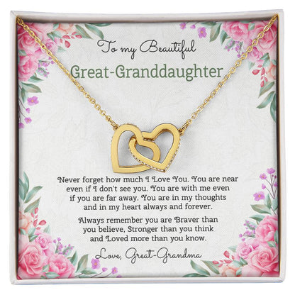 To My Beautiful Great-Granddaughter Interlocking Hearts Necklace
