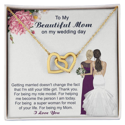 Mom Wedding Gift From Bride Mother - Necklace Interlocking Hearts Necklace