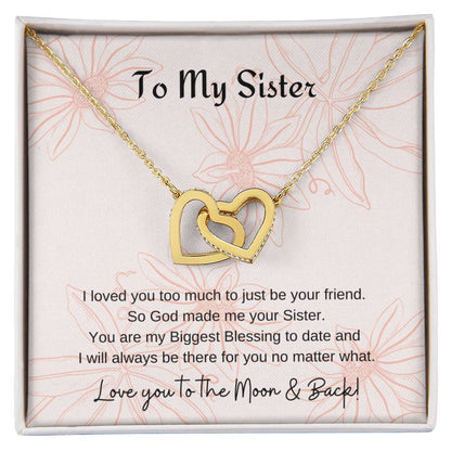 To My Sister Interlocking Hearts Necklace