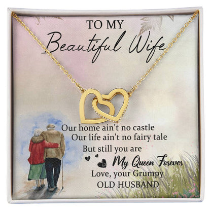 To My Beautiful Wife Interlocking Hearts Necklace Message Card