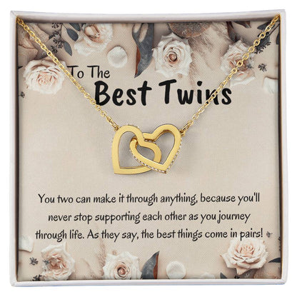 Best Twin Sister Gift Interlocking Hearts Necklace