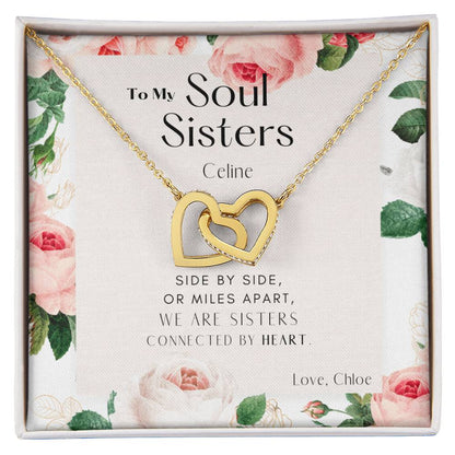 To My Soul Sister Interlocking Hearts Necklace