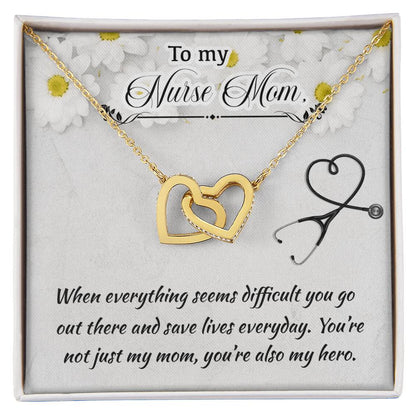 Nurse Mom Mother'S Day Interlocking Hearts Necklace