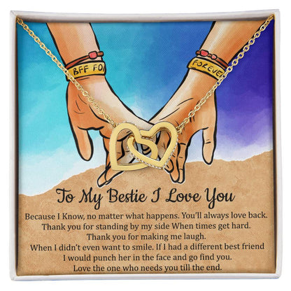To My Bestie I Love You Interlocking Hearts Necklace