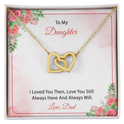 To My Daughter From Dad Interlocking Hearts Necklace