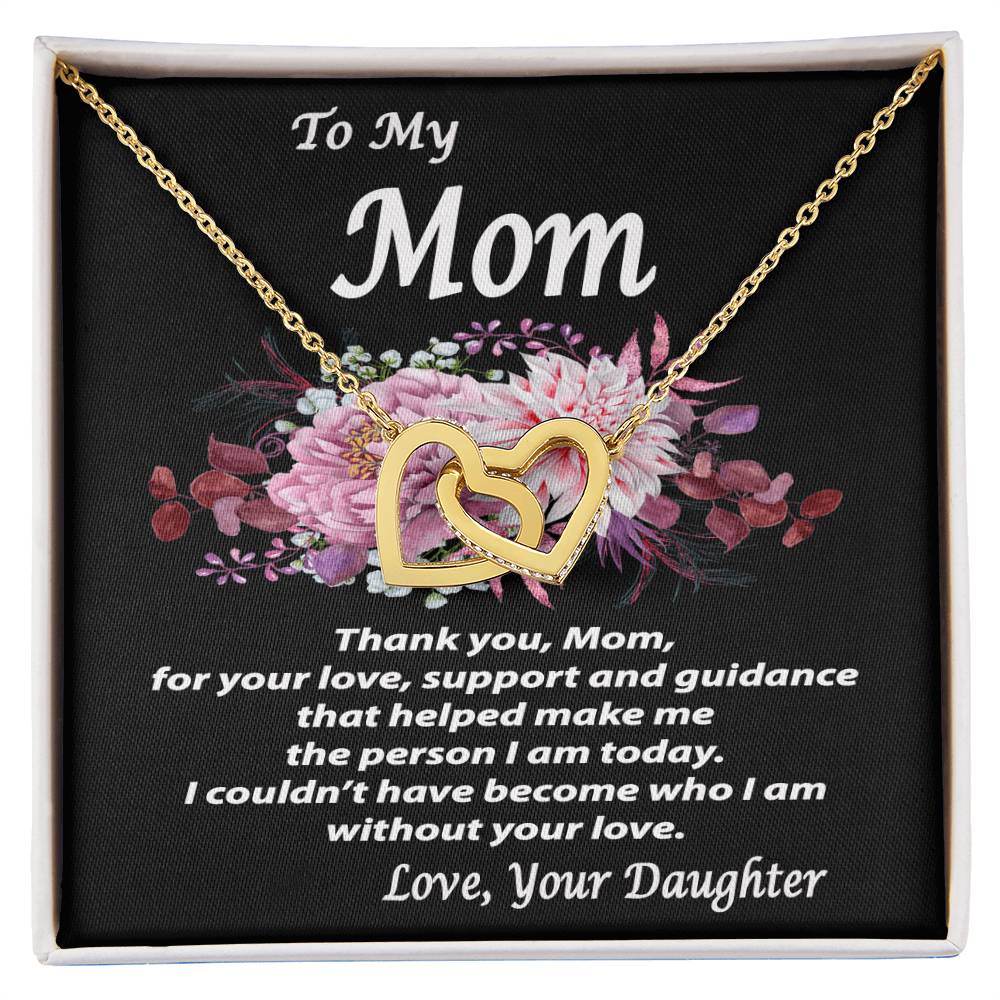 To My Mom Gift Necklace To Mom From Daughter Message Card Necklace Mother'S Day Gift Necklace Mom Birthday Gift Necklace Interlocking Hearts Necklace