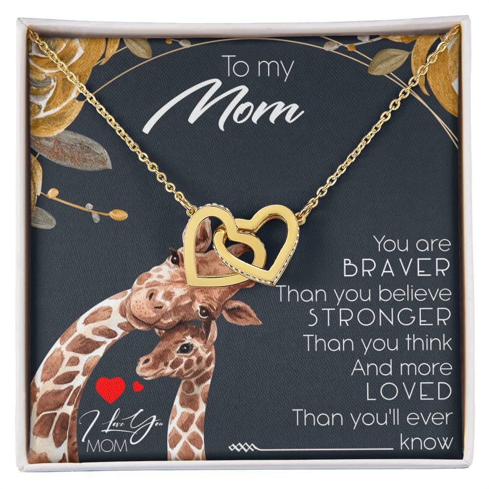 To My Mom Interlocking Hearts Necklace Message Card