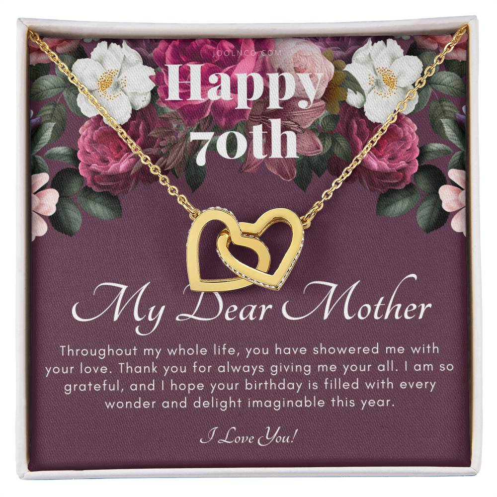 Mother'S 70Th Birthday Gift Gift For Mom On Her Birthday Gift For Mom From Daughter & Son Mom Necklace Best Mom Gift Message Card Interlocking Hearts Necklace