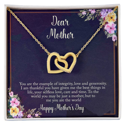 Mother'S Day Gift- Dear Mother Necklace Interlocking Hearts Necklace