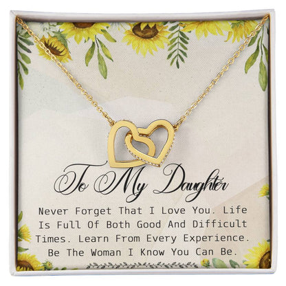 To My Daughter Interlocking Hearts Necklace Message Card