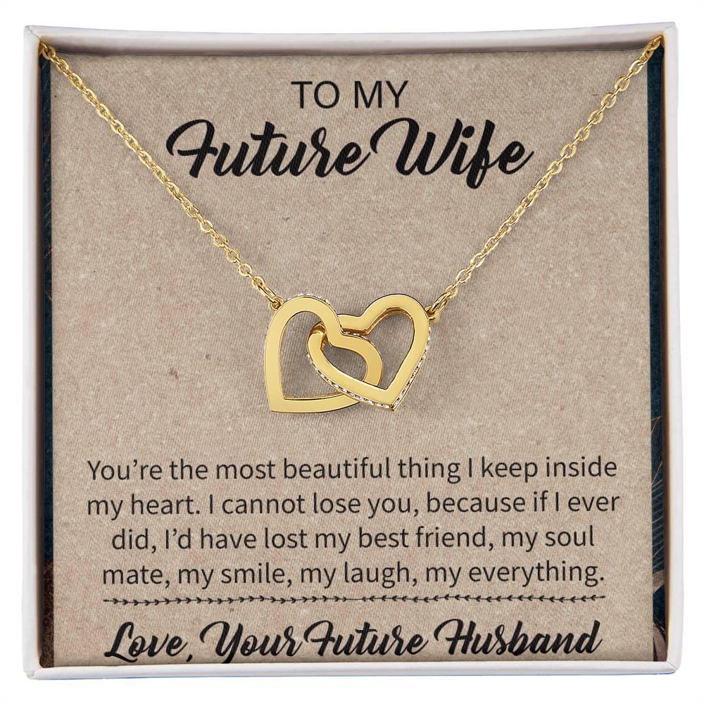 To My Future Wife Interlocking Hearts Necklace Message Card