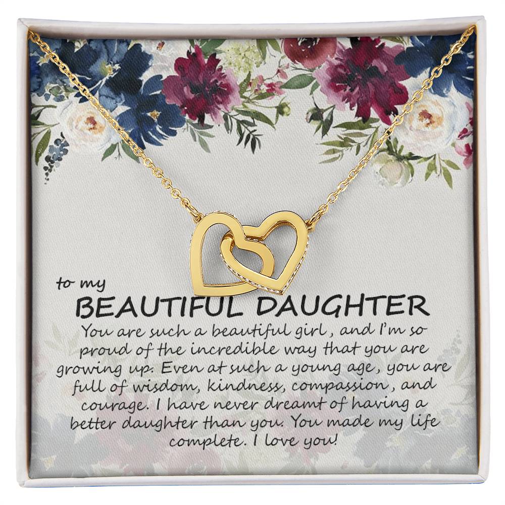 To My Daughter - Mom - Best Gift For Daughter - Heart Necklace Interlocking Hearts Necklace