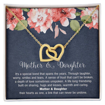 Mother & Daughter - Special Bond That Spans The Years. Interlocking Hearts Necklace