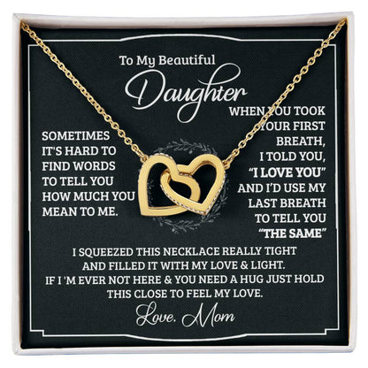 To My Beautiful Daughter - Interlocking Heart Necklace Interlocking Hearts Necklace